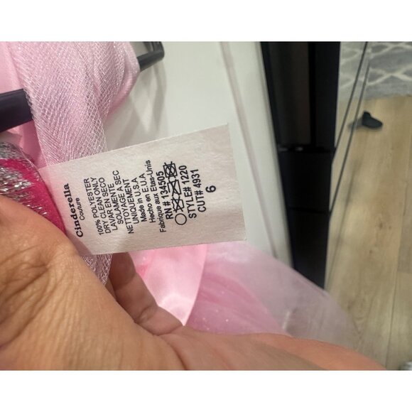 Pink Cinderella Couture Girls Party Dress With Rhinestone Accent & Tulle Overlay - Picture 6 of 6